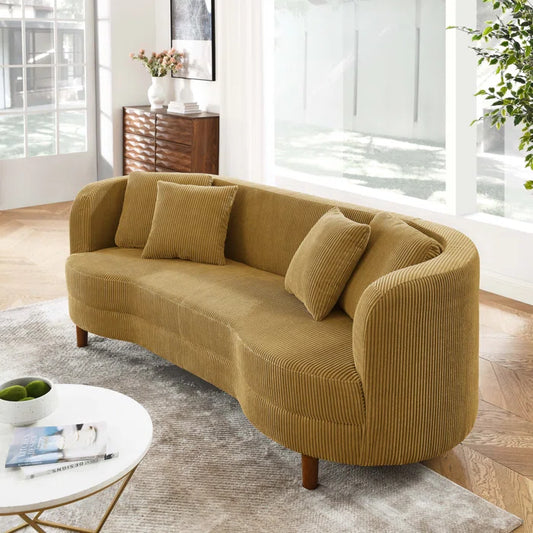 Modern Curved Corduroy Sofa