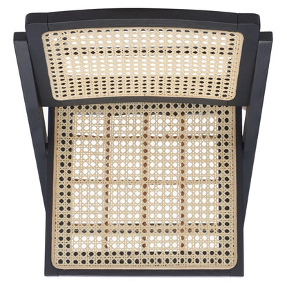 Black Rattan Folding Dining Chair