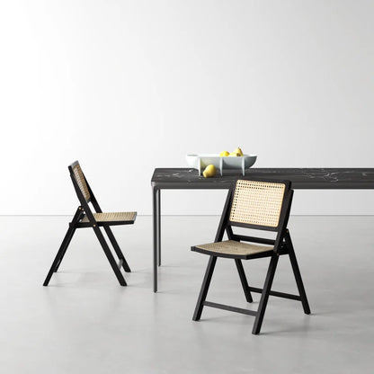 Black Rattan Folding Dining Chair