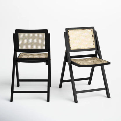 Black Rattan Folding Dining Chair