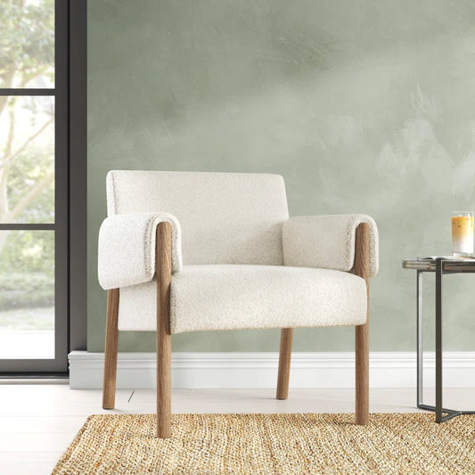 Brown Twill Upholstered Armchair