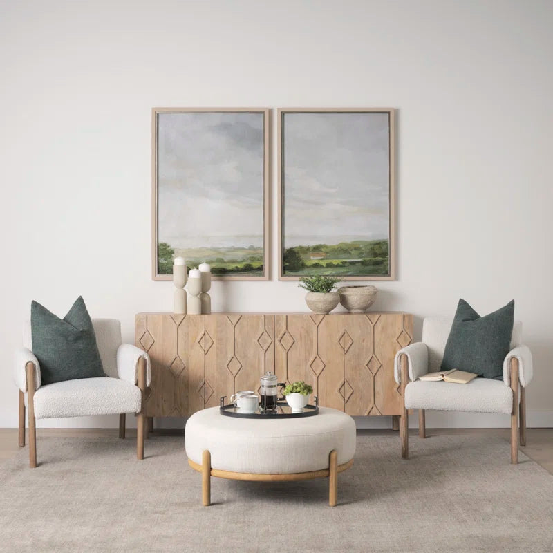 Brown Twill Upholstered Armchair
