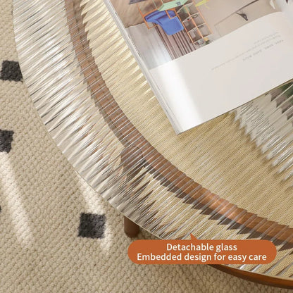 Fluted Glass Top Coffee Table
