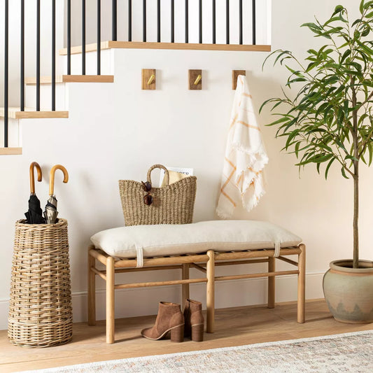 Emery Wood and Upholstered Bench