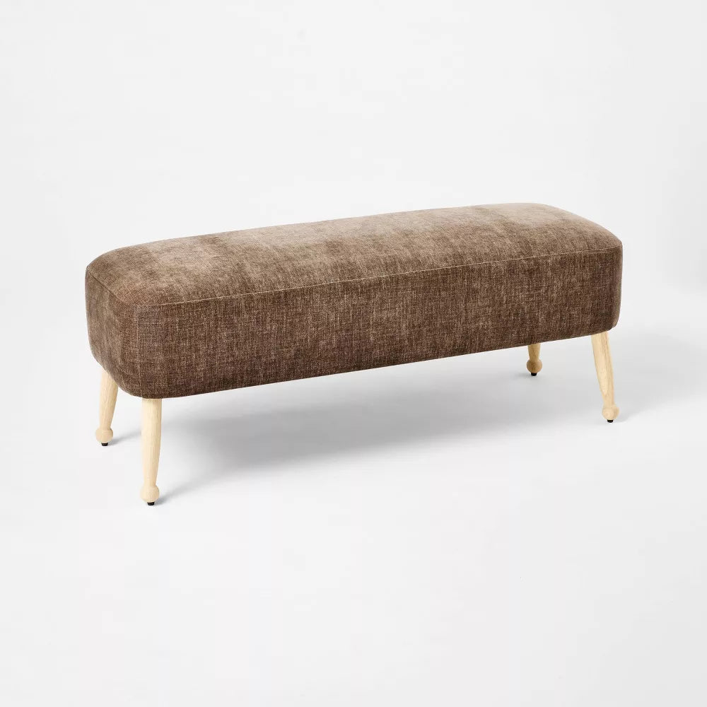 Natural Wood Upholstered Wooden Bench