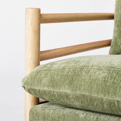 Dowel Velvet Armchair Light Green