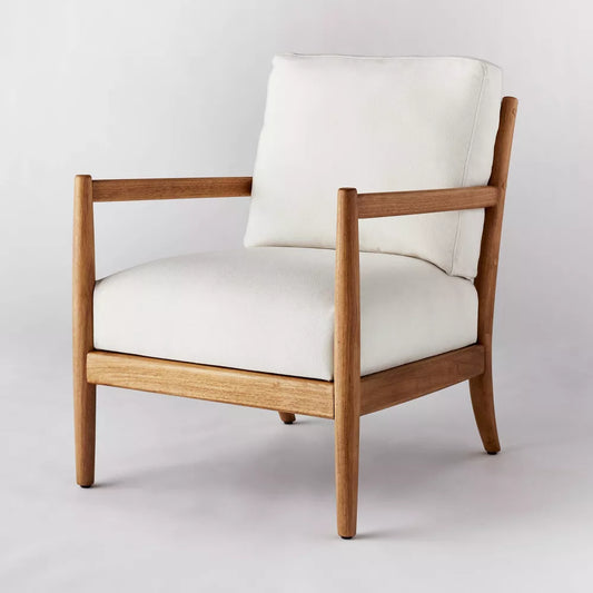 Ahom Ladder Back Wood Arm Accent Chair