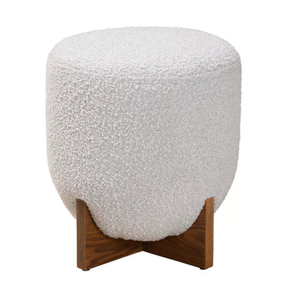 Teakood Boucle Upholstered Ottoman