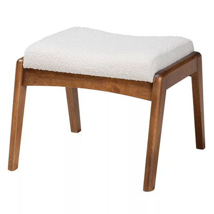 Roxxy Boucle Upholstered and Wood Ottoman