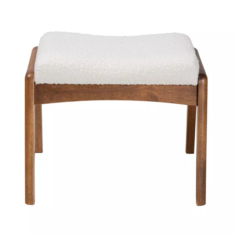 Roxxy Boucle Upholstered and Wood Ottoman