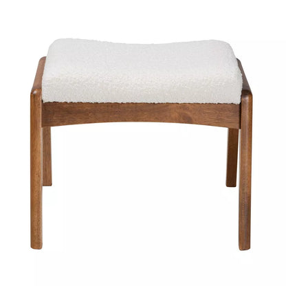 Roxxy Boucle Upholstered and Wood Ottoman