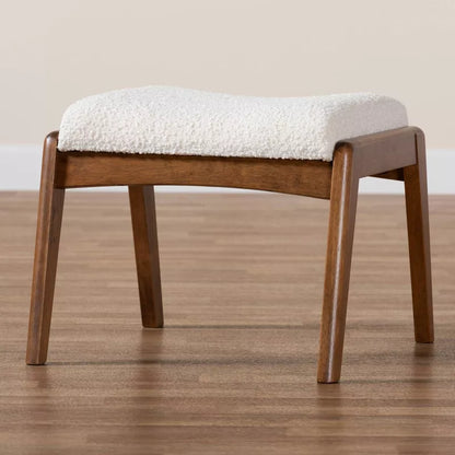 Roxxy Boucle Upholstered and Wood Ottoman