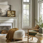 Round Boucle Upholstered Ottoman