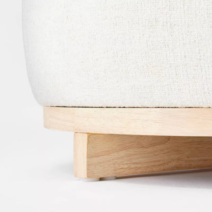 Round Boucle Upholstered Ottoman