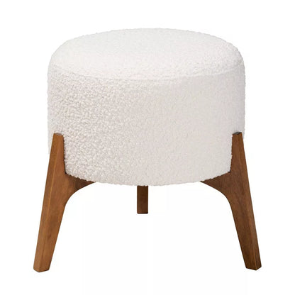 Fabric and Wood Ottoman Footstool