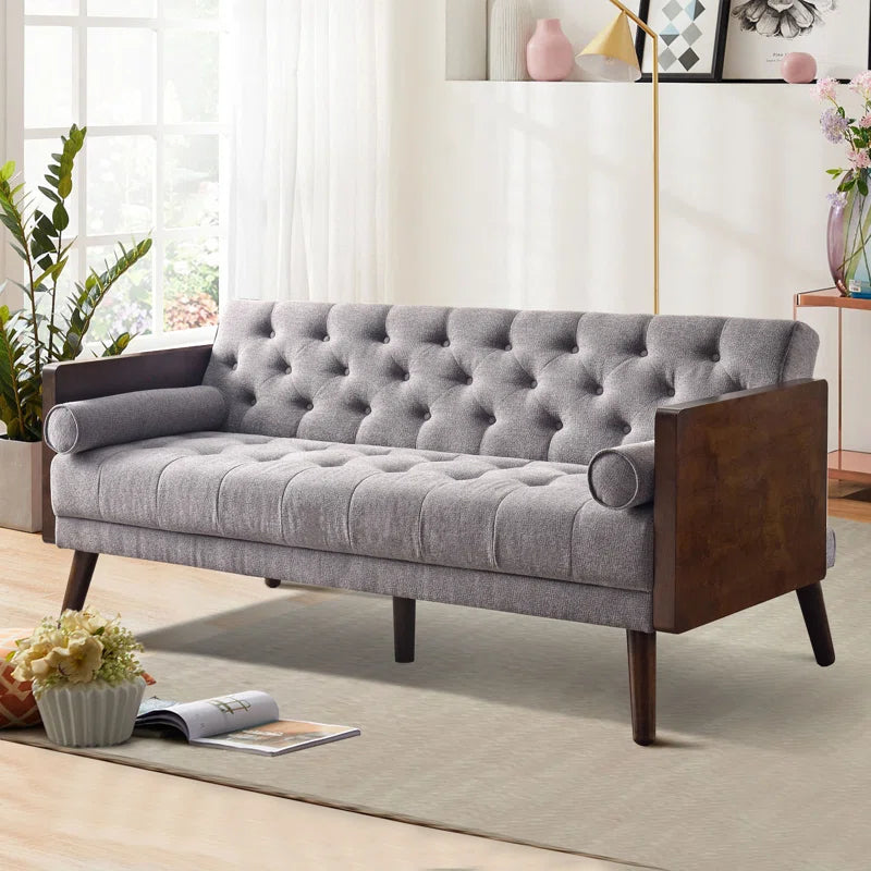 Wide Cushion Back Upholstered Tuxedo Arm Sofa Cum Bed