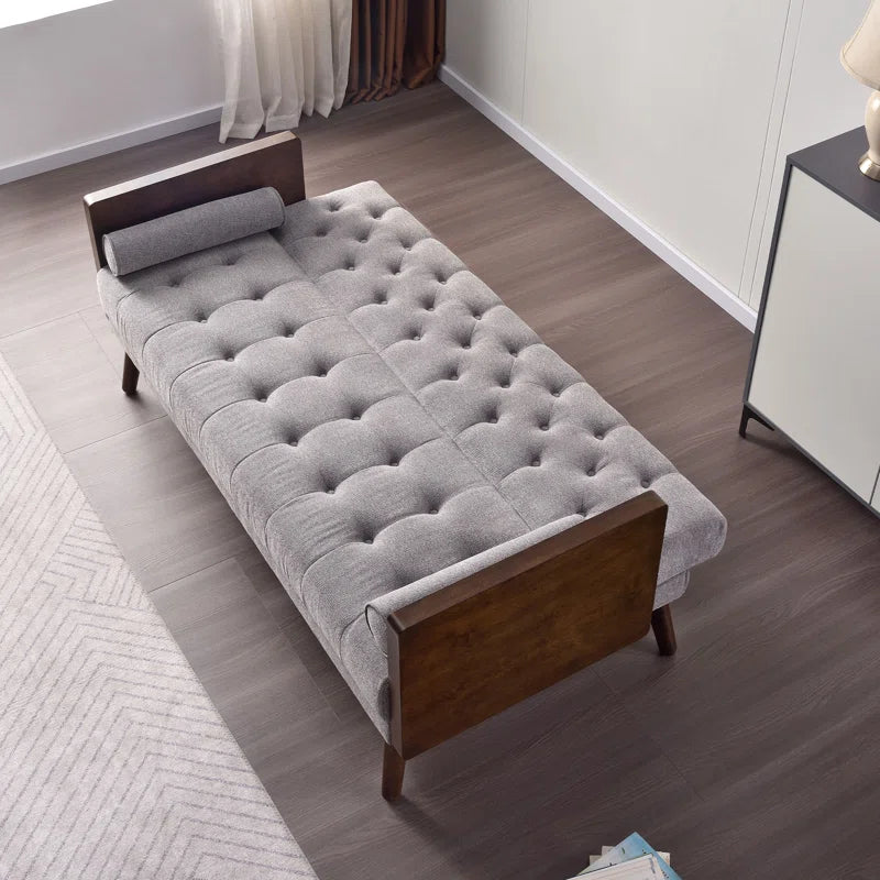 Wide Cushion Back Upholstered Tuxedo Arm Sofa Cum Bed