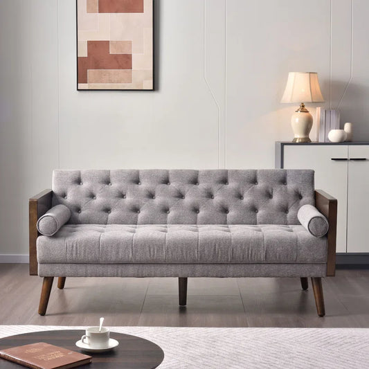 Wide Cushion Back Upholstered Tuxedo Arm Sofa Cum Bed
