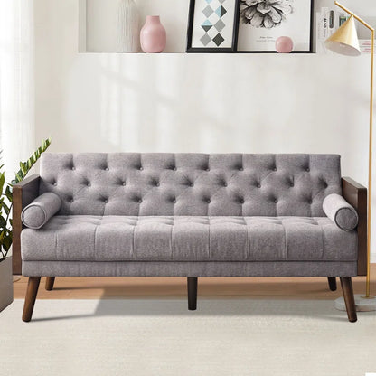 Wide Cushion Back Upholstered Tuxedo Arm Sofa Cum Bed