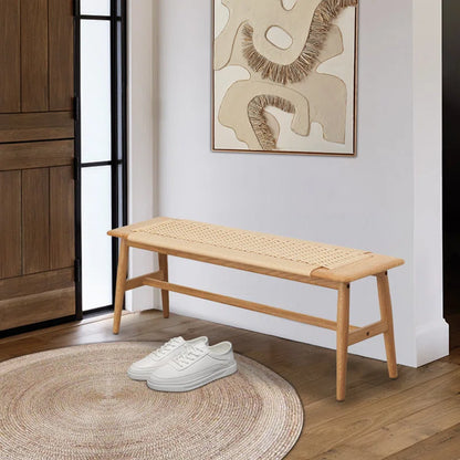 Handwoven Solid Wood Bench