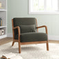 Mid Centuary Upholstered Accent Chair with Wooden Legs and One Pillow