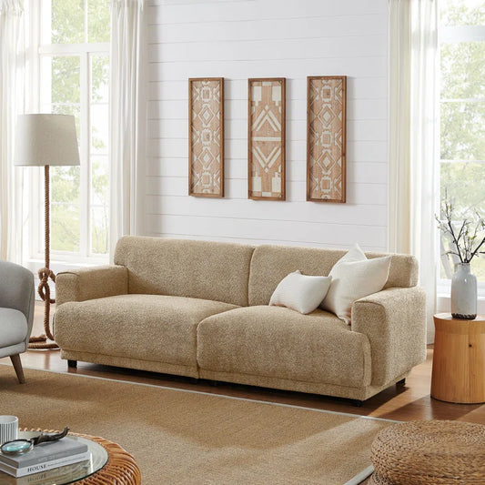 Je'ville Tan Boucle Square Arm Sofa