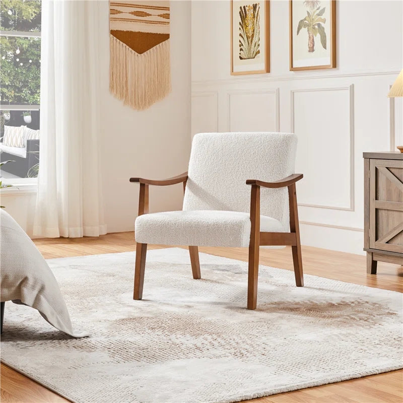 Mid-century Curved Upholstered Armchair