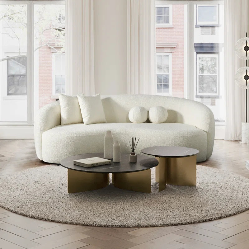 Luxe French Bouclé Curved Sofa