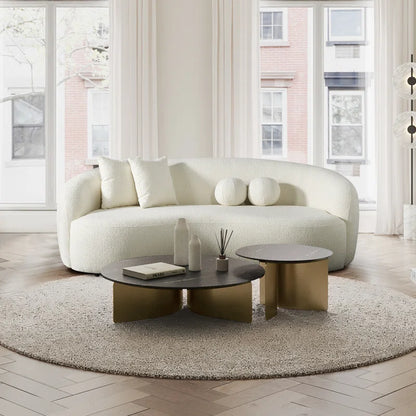 Luxe French Bouclé Curved Sofa