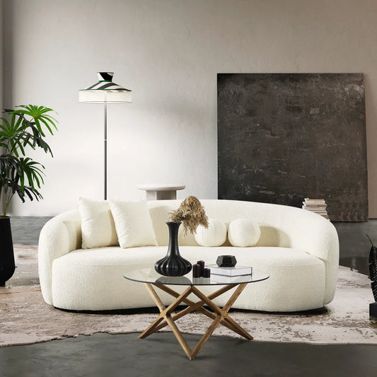 Luxe French Bouclé Curved Sofa