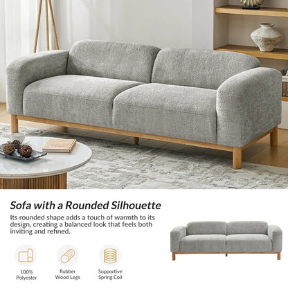 Modern Bouclé Upholstered Sofa with Solid Wood Base