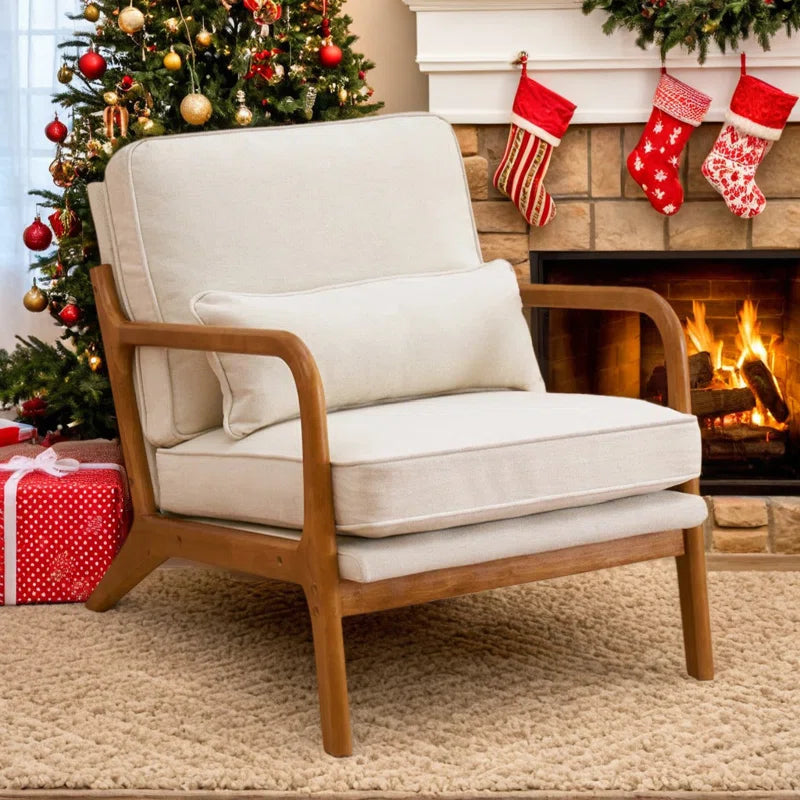 Mid Century Solid Wood Accent Chair