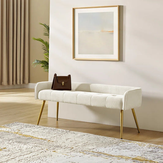 Mala Upholstered Bench with Metal Leg
