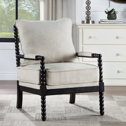 Modern Farmhouse Accent Chair with Turned Wood