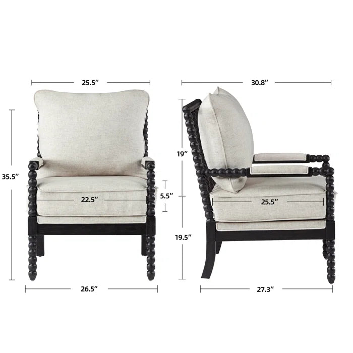 Modern Farmhouse Accent Chair with Turned Wood