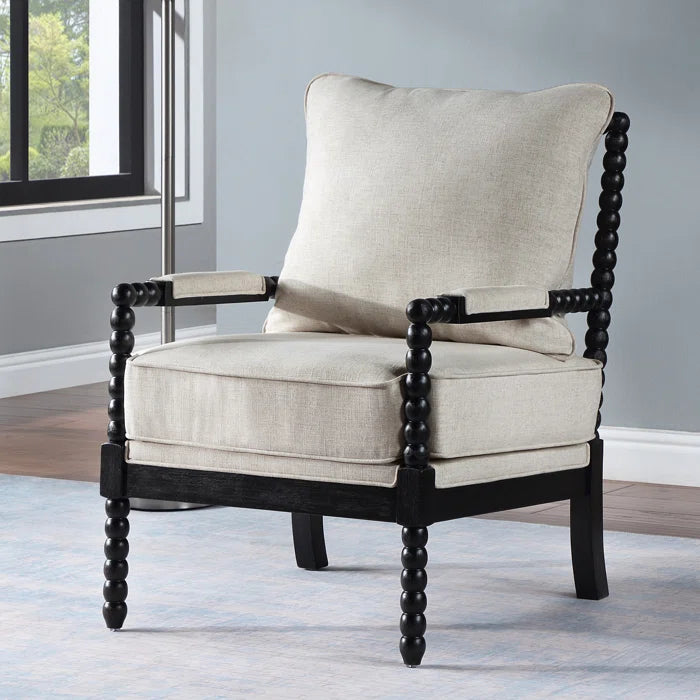 Modern Farmhouse Accent Chair with Turned Wood