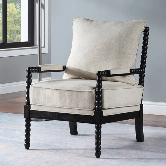 Modern Farmhouse Accent Chair with Turned Wood