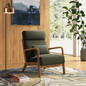 Modern Upholstered Solid Wood Arm Accent Chair with Lumbar Pillow