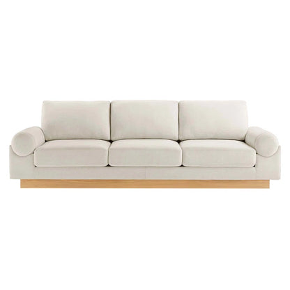 Natural Wood Upholstered Fabric Sofa