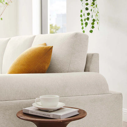 Natural Wood Upholstered Fabric Sofa