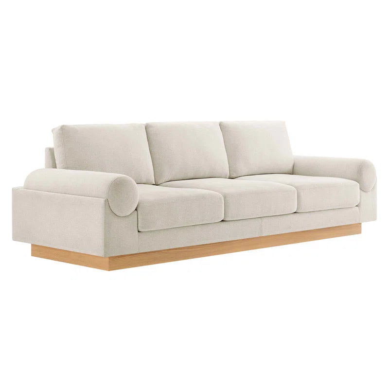 Natural Wood Upholstered Fabric Sofa