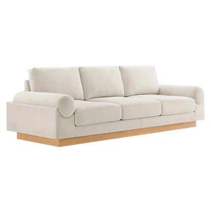 Natural Wood Upholstered Fabric Sofa