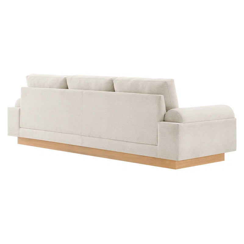 Natural Wood Upholstered Fabric Sofa