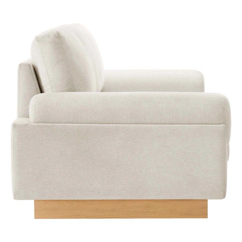 Natural Wood Upholstered Fabric Sofa