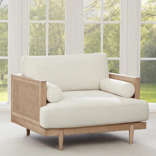 Natural Rattan Upholstered Single Sofa