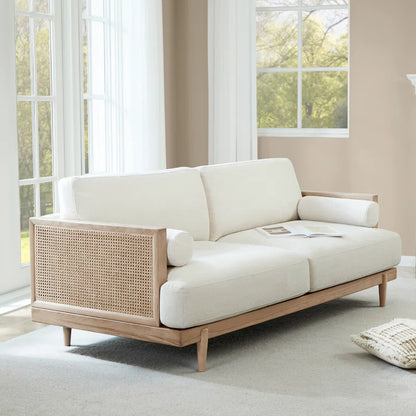 Natural Rattan Upholstered Sofa