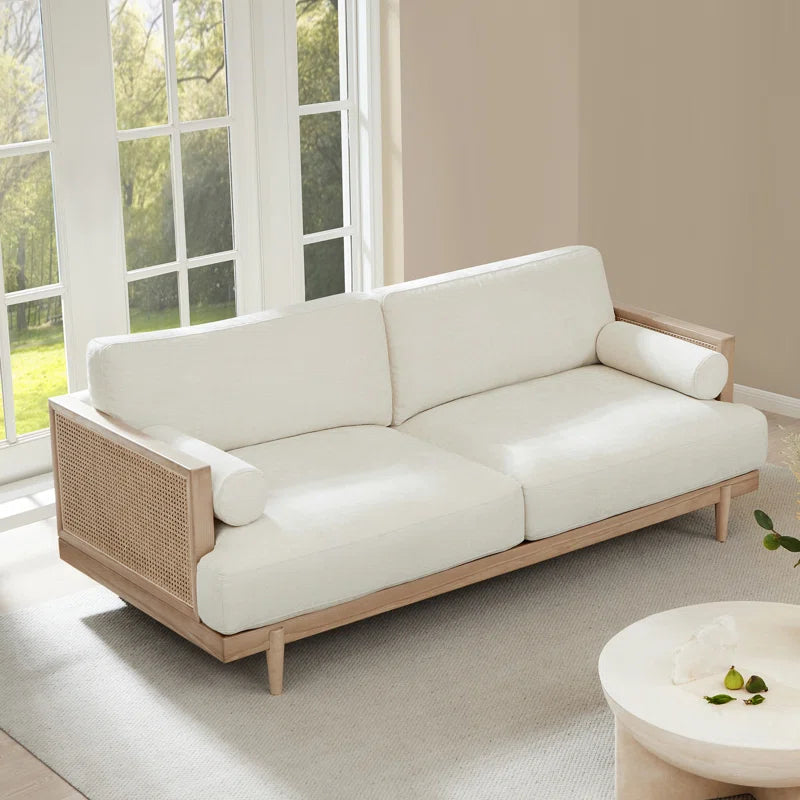 Natural Rattan Upholstered Sofa