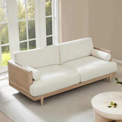 Natural Rattan Upholstered Sofa