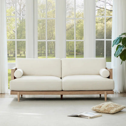 Natural Rattan Upholstered Sofa