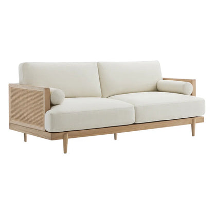Natural Rattan Upholstered Sofa